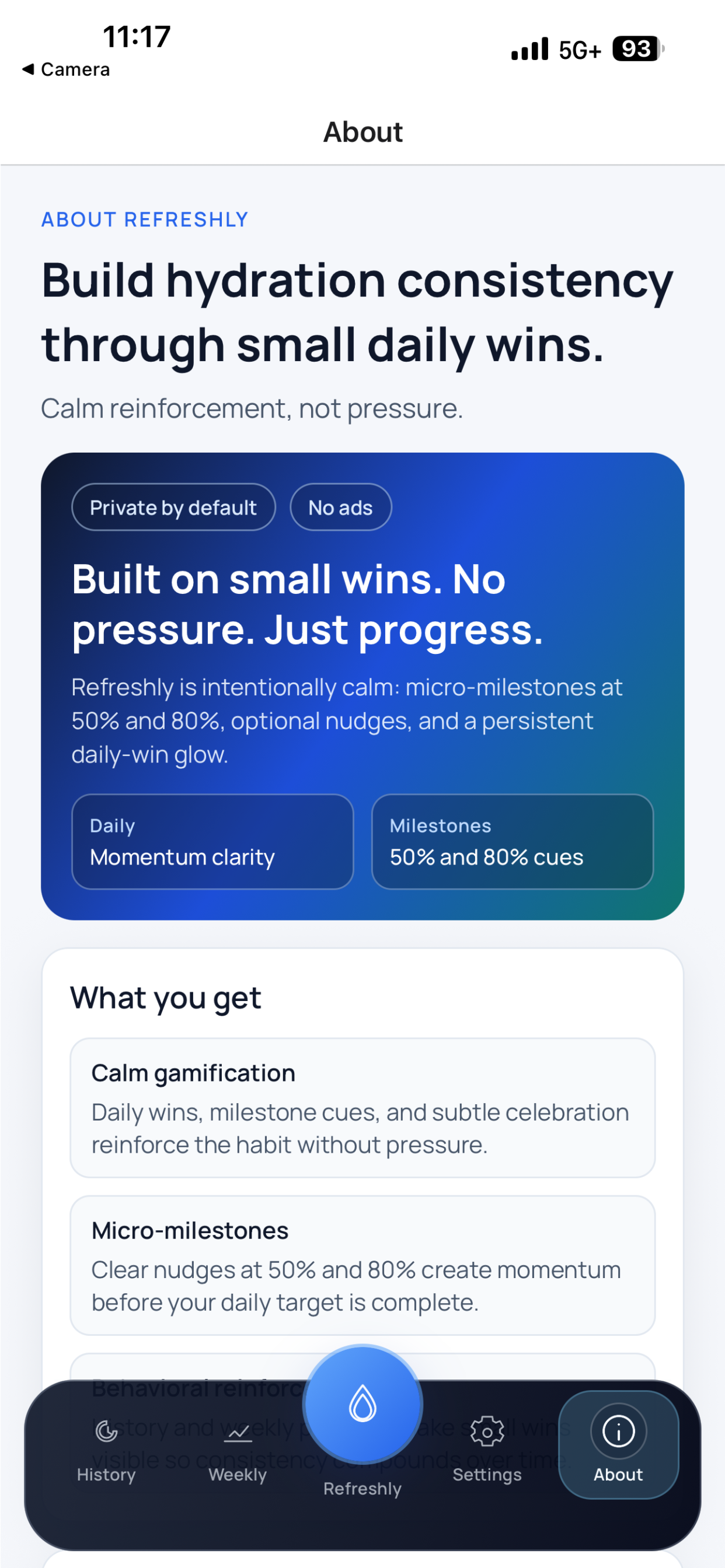 Refreshly about screen
