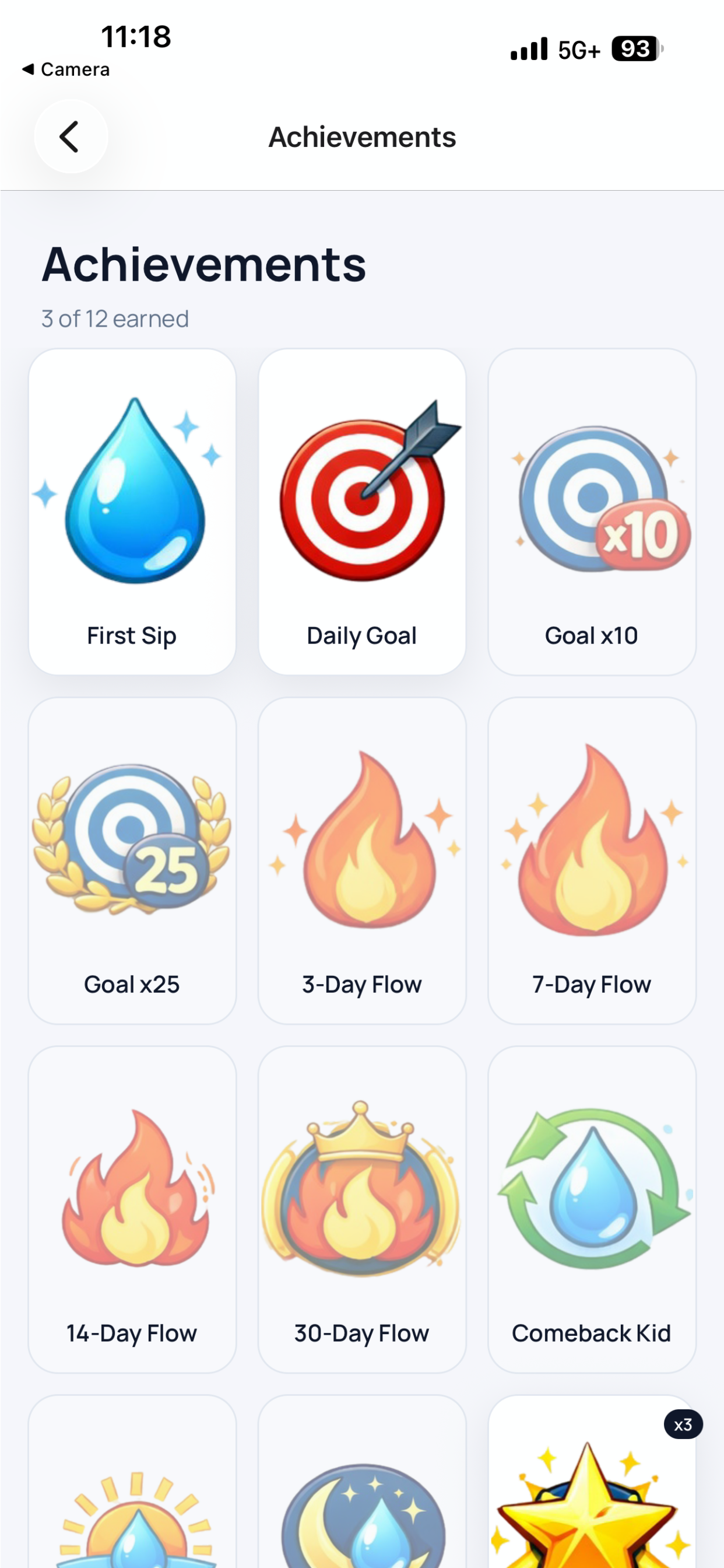 Refreshly achievements screen